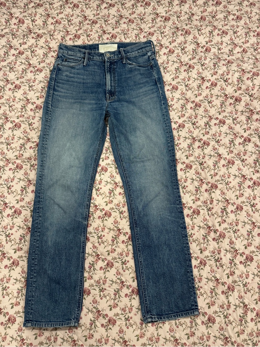 MOTHER Dazzler Straight-Leg Jeans in Cowboys Don’t Cry Wash